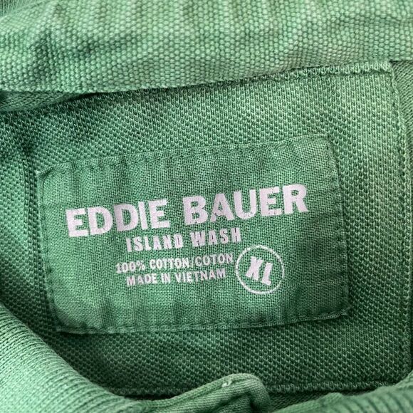 Eddie Bauer Shirt Mens XL Green Heavyweight Rugby Short Sleeve Casual Polo - Picture 4 of 9